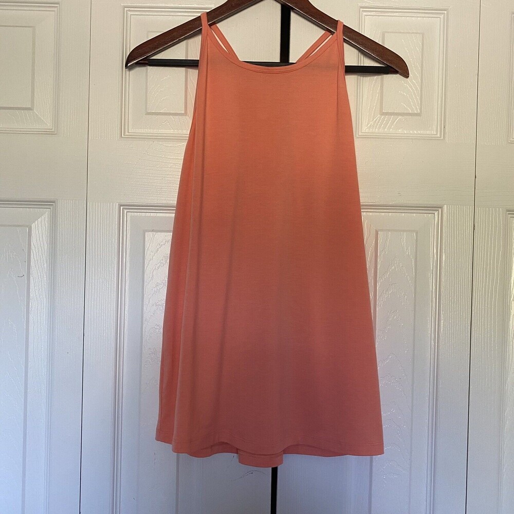 womens athleta orange tank top racerback size small